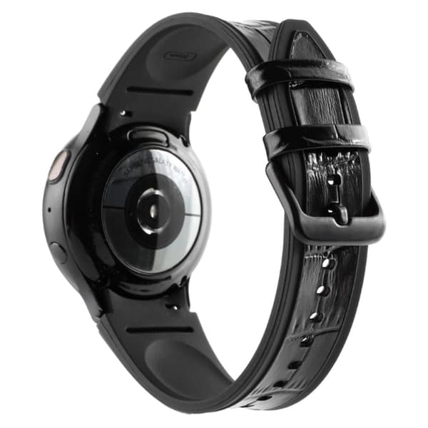 Samsung Galaxy Watch 5 / 4 / 3 urrem i ægte læder og silikone - Sort / Sort Black