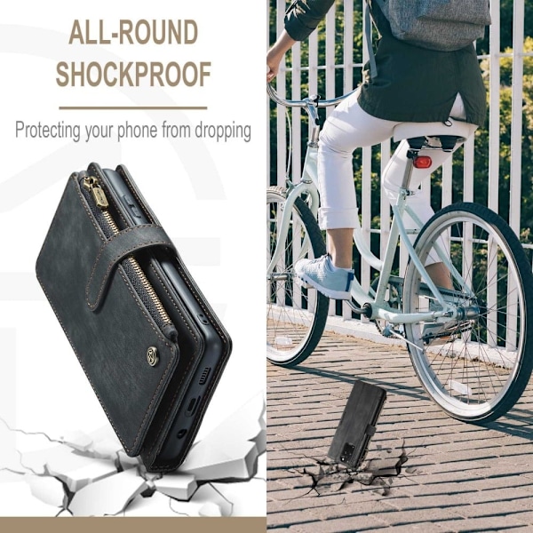 CaseMe Samsung Galaxy S20 Plus etui med lynlås og pung - Sort Black