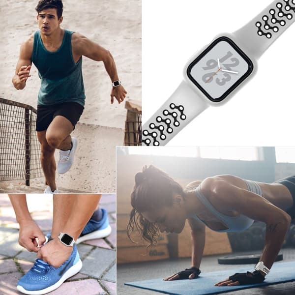 Apple Watch Series 4 44mm To tone silikone Urrem - Hvid / Sort White