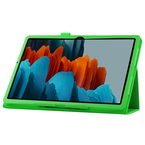 Samsung Galaxy Tab S7 Plus litchi-nahkainen läppäkotelo - Vihreä Green