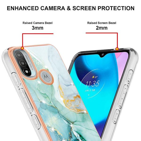 Marble Motorola Moto E30 / E20 / E40 Suojakotelo - Vihreä Marble Haze Multicolor