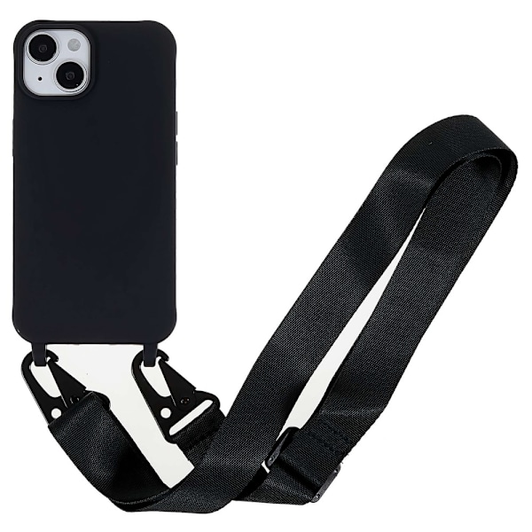 iPhone 14 matt fodral med nyckelband - Svart Svart