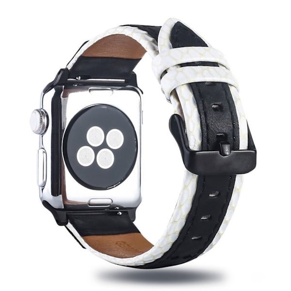 Apple Watch Series 4 40mm erstatnings urrem i lædermateriale - Sort/Hvid Multicolor