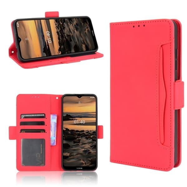 Modern-styled Lær Lommebok Etui til Nokia 1.4 - Rød Red