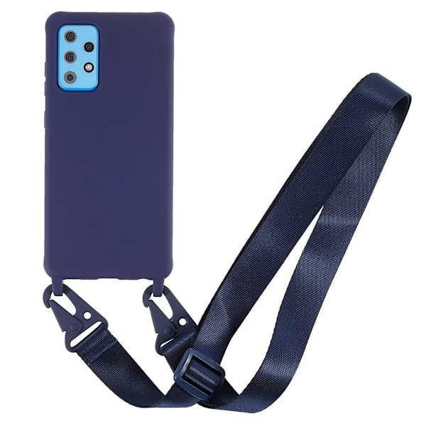 Tyndt TPU-etui med mat finish og justerbar strop til Samsung Galaxy A72 5G - Mørkeblå Blue