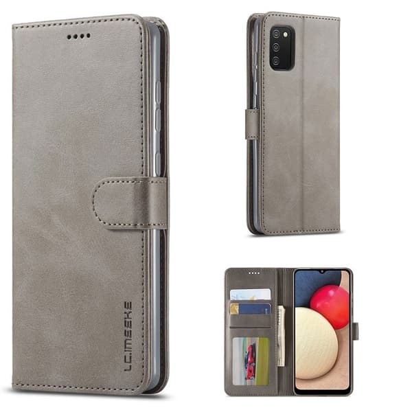 LC.Imeeke Samsung Galaxy A03s Läppäkotelo - Harmaa Silver grey