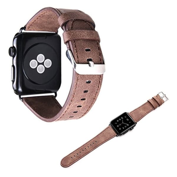 Apple Watch Series 5 44mm ægte læder Urrem - Mørkebrun Brown