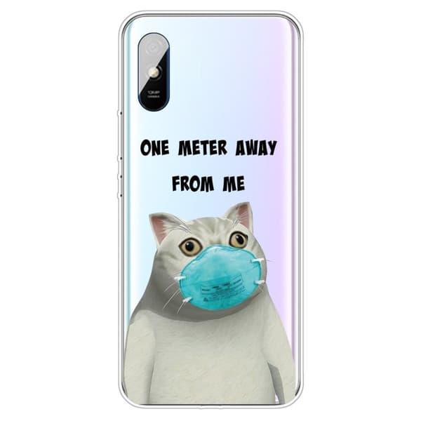 Deco Xiaomi Redmi 9A Etui - Kat Iført Maske White