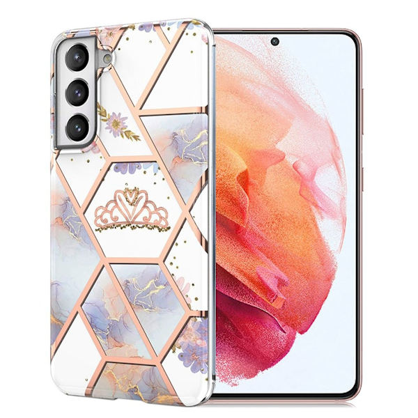Marmordesign Samsung Galaxy S21 deksel - Marmor / Krone Multicolor