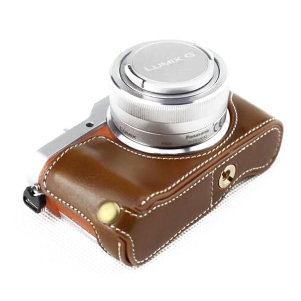 Panasonic Lumix DC-GF10 PU Nahkainen Puoliksi Suojaava Kamera Kotelo - Ruskea Brown