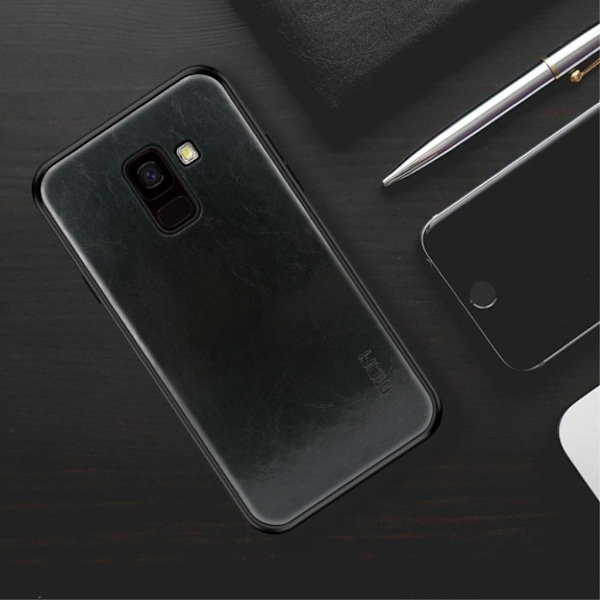 MOFI Samsung Galaxy J6 (2018) mobilskal plast silikon syntetläder - Svart Svart