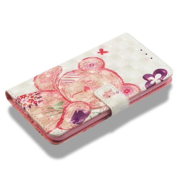 iPhone Xs Max flip cover i mønstret læder - Bear Multicolor