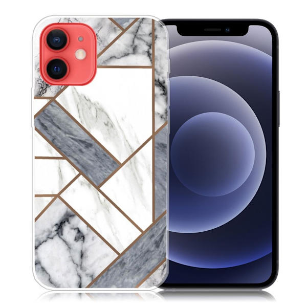 Marble iPhone 12 Mini Etui - Grå / Hvit Klinkekule Tile White
