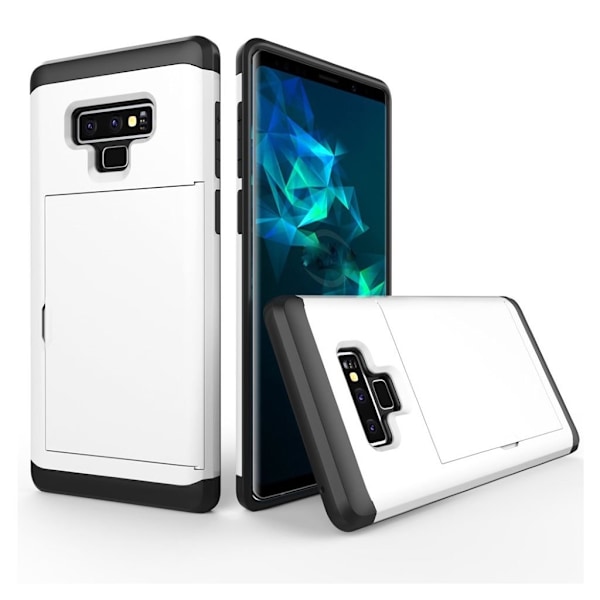 Samsung Galaxy Note9 beskyttelsesetui i hybrid materialer med indbygget kortholder - Hvid White