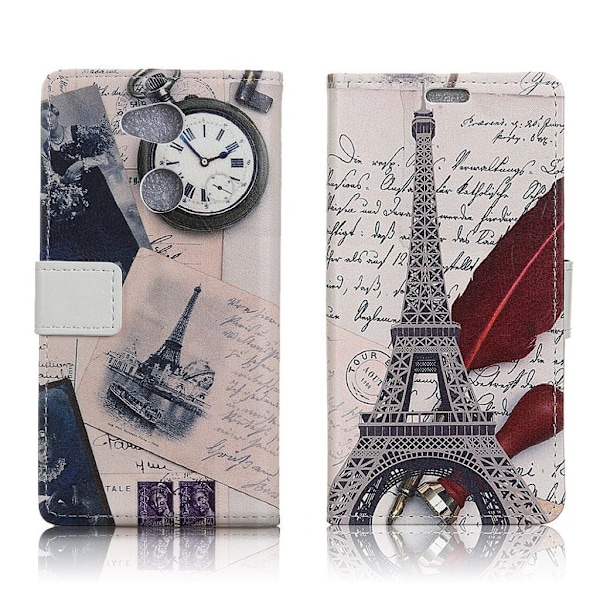 Sony Xperia L2 etui i læder med holder - Eiffeltårnet Multicolor