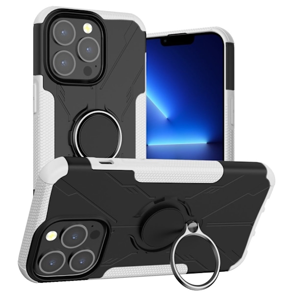 Kickstand-skydd med magnetisk platta för iPhone 13 Pro - Vit Vit