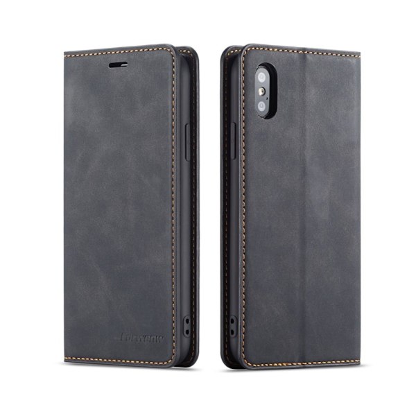 FORWENW iPhone XS læder flip cover - Grå Silver grey