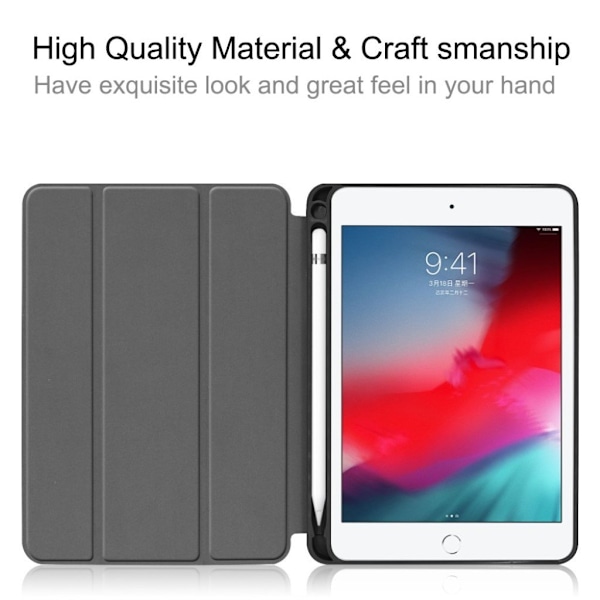 iPad Mini (2019) tre-fold læderetui - Sort Black
