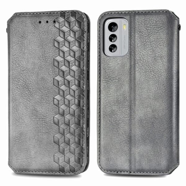 Læretui med A Stilfull Rhombus Imprint til Nokia G60 - Grå Silver grey