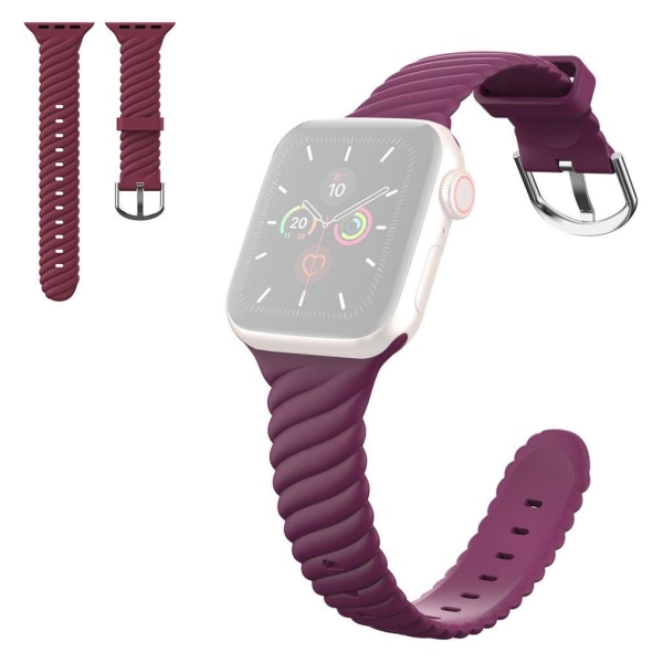 Apple Watch 42mm - 44mm cool twist style klockarmband i silikon - Vinröd Röd