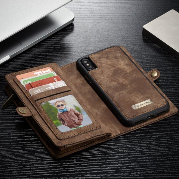 iPhone XS CASEME 2in1 haljais nahkainen lompakko suojakotelo mis Brown