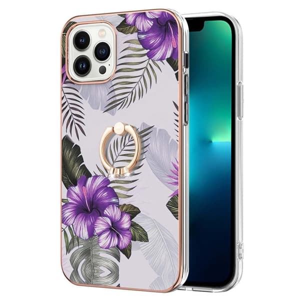 Marmormotiv iPhone 14 Pro Max skal - Lila Blommor Lila