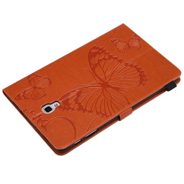 Samsung Galaxy Tab A 10.5 trykt sommerfugl læder flip etui - Orange Orange