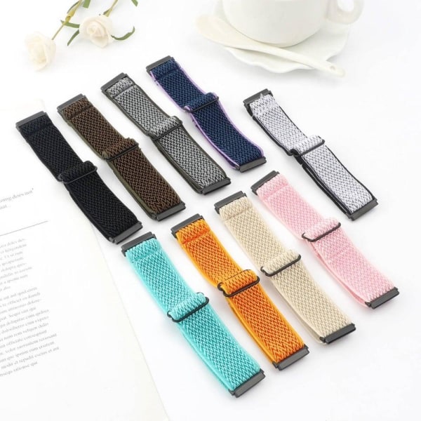 Fitbit Sense 2 / Versa 4 elastic nylon watch strap - Black / Whi Vit