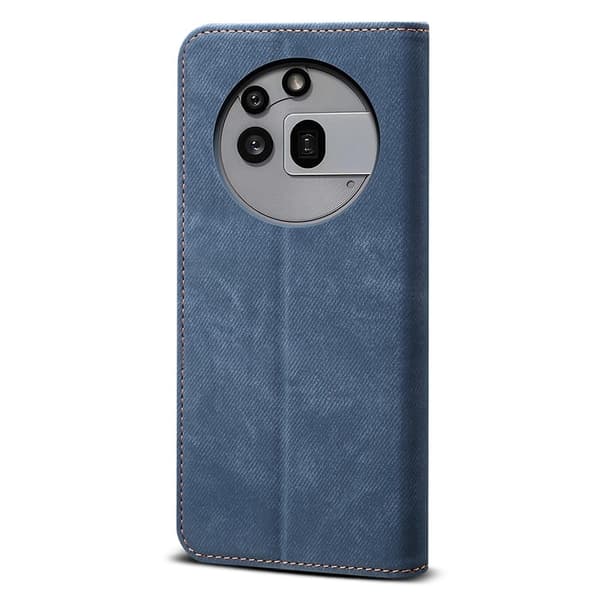 Nothing Phone (3a) Pro-etui Jeans Cloth Texture Anti-Scratch Leather Stand Phone Deksel - Blå Blue