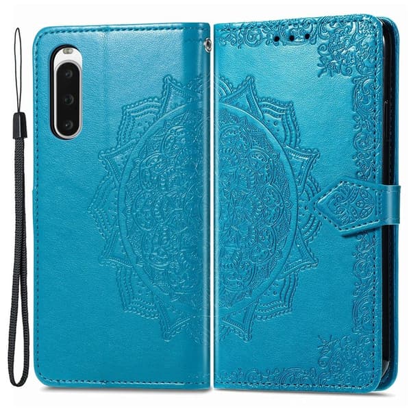 Mandala läder Sony Xperia 10 V fodral - Blå Blå