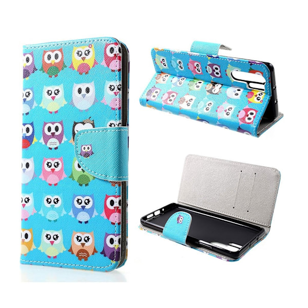Huawei P30 Pro kryds tekstur læder flip etui - Nuttet Små Ugler Multicolor
