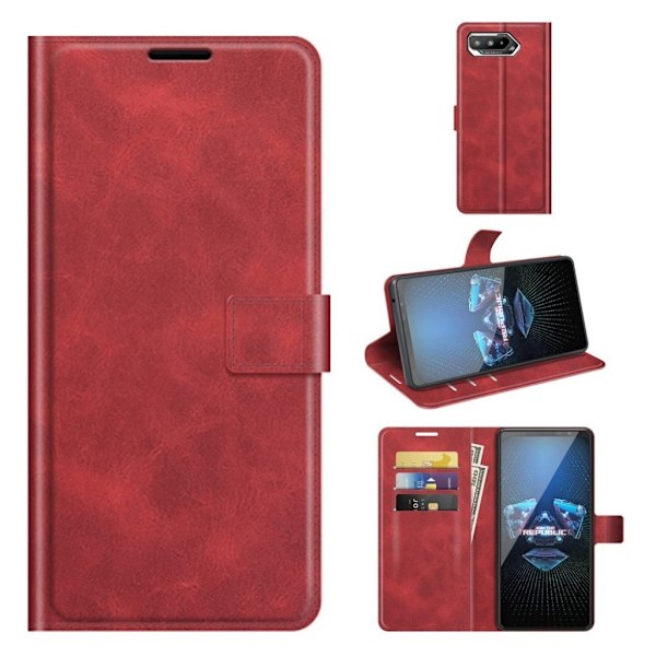 Wallet-style Læder Etui til Asus Rog Phone 5 - Rød Red