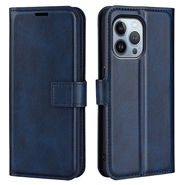 iPhone 14 Pro Max nahkainen lompakokkotelo - Sininen Blue