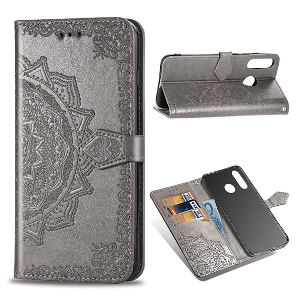 Mandala läder Huawei P30 Lite fodral - Silver/Grå Silvergrå