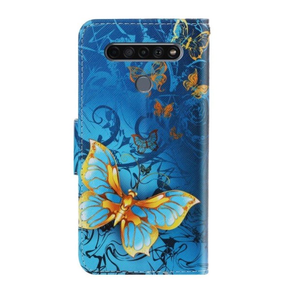 Wonderland LG K61 Etui - Metal sommerfugl Blue