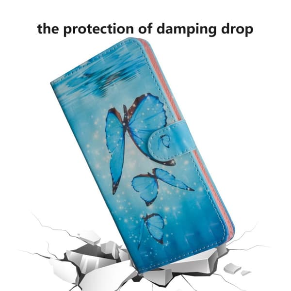 Huawei Y6 2019 mønstret læderetui - Blå Sommerfugl Blue