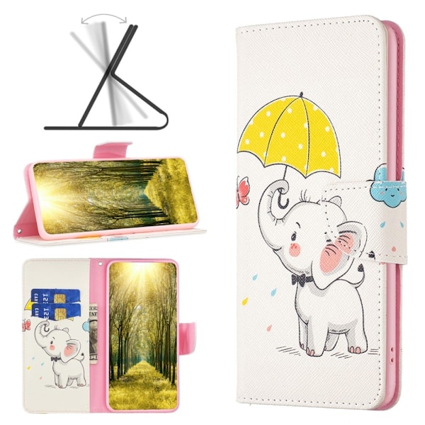 Wonderland Nokia G22 Flip Etui - Paraply og Elefant Pink