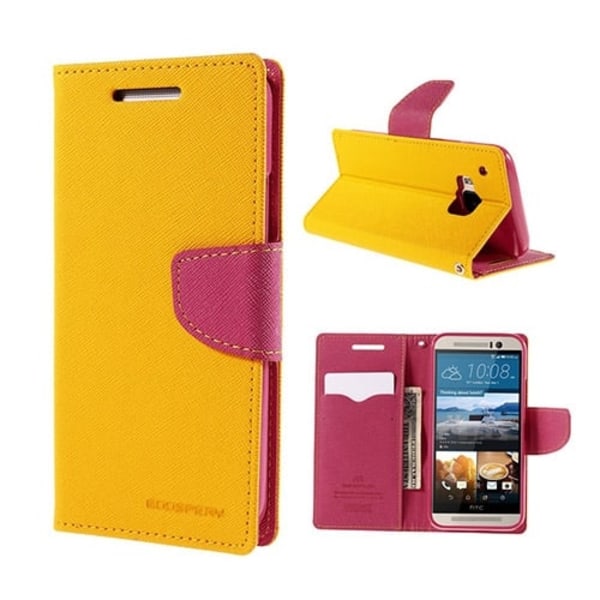 Mercury HTC One M9 Läder Flip Fodral med Korthållare - Orange Orange