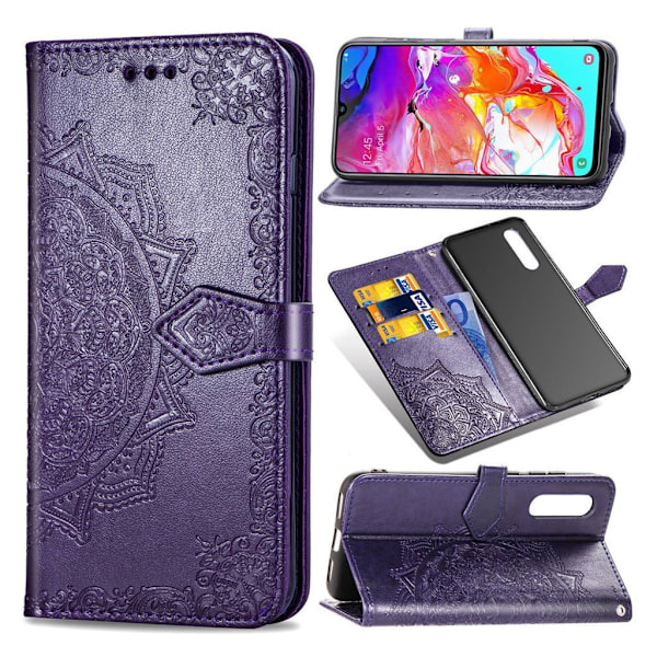 Mandala läder Samsung Galaxy A70 fodral - Lila Lila