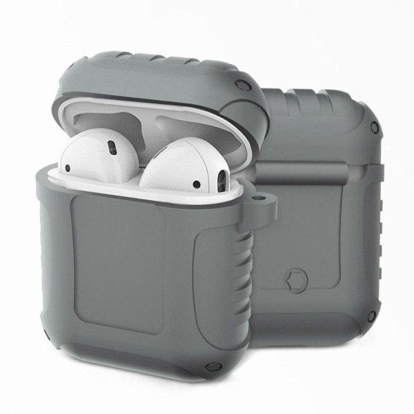 Airpods iskunkestävä silikonikotelo - Harmaa Silver grey