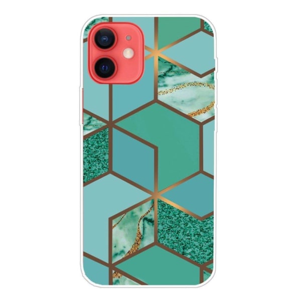 Marble design iPhone 13 cover - Blågrøn Marmorflise Green
