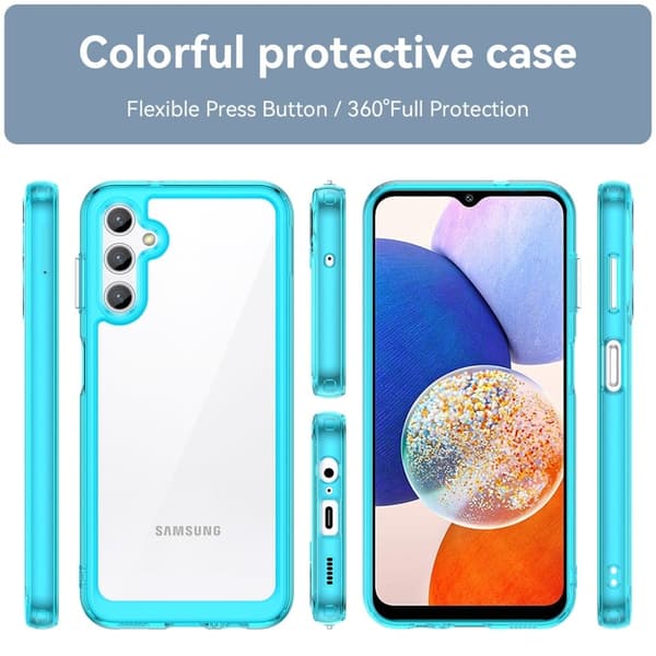 Samsung Galaxy A14 smart telefonskal i akryl - Transparent Blå Blå