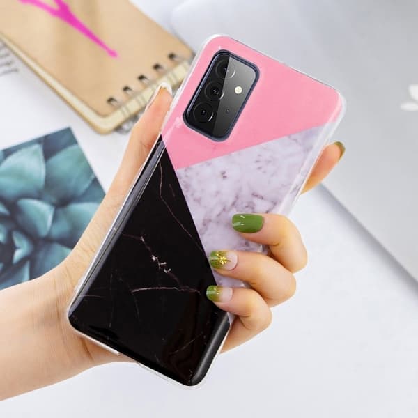 Marble Samsung Galaxy A72 5G Etui - Rosa / Hvit / Svart Multicolor