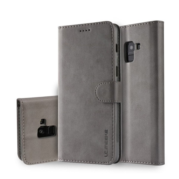 LC.IMEEKE Samsung Galaxy A8 (2018) PU læder flip etui - Grå Silver grey
