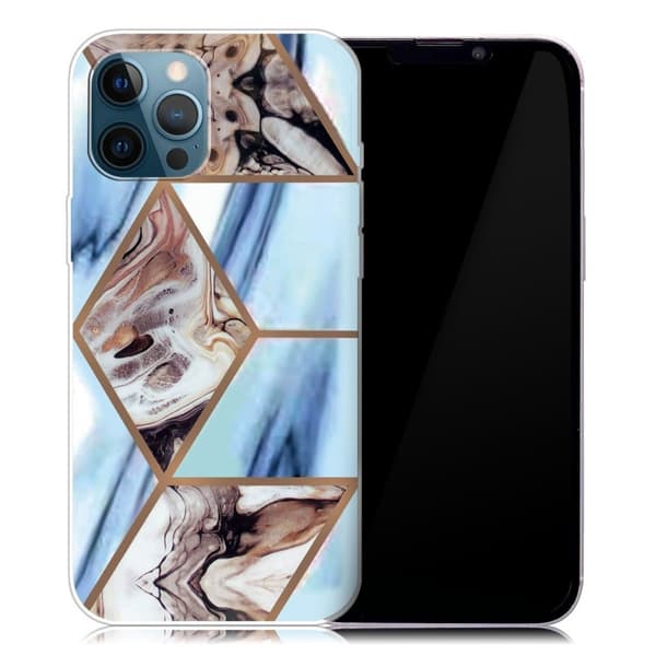Marmormotiv iPhone 13 Pro Max skal - Himmelsblå Och Brun Marmor multifärg