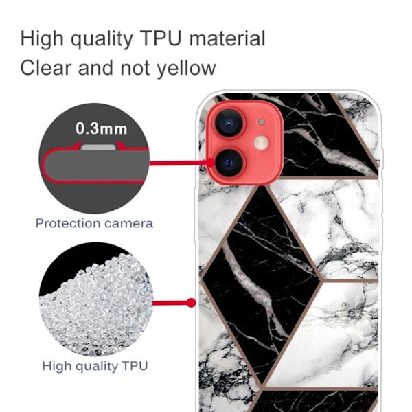 Marmormotiv iPhone 13 skal - Grå / Svart / Vit multifärg