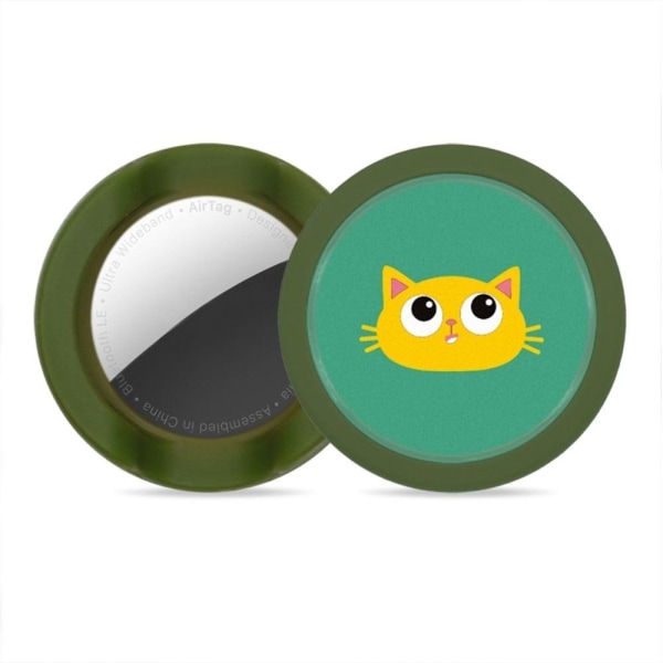 AirTags cute cat pattern silicone cover - Blackish Green Grön