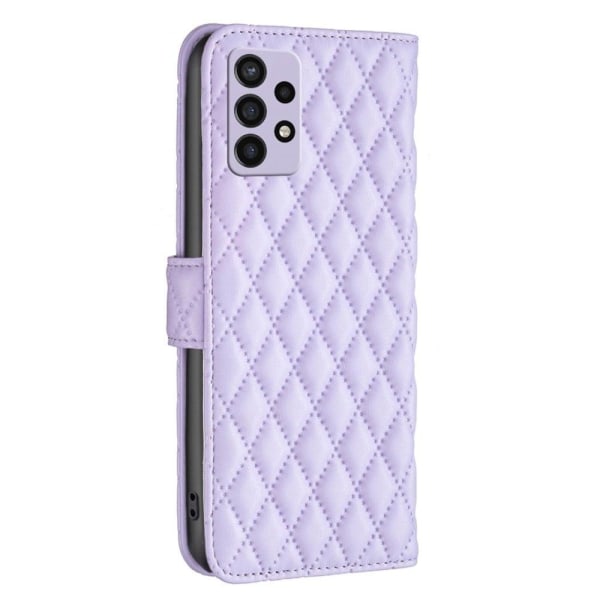 Rhombus Mønster Matte Flip Case til Samsung Galaxy A72 5G - Lilla Purple