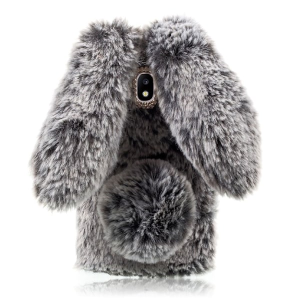 Fluffy Rabbit Samsung Galaxy J3 (2017) skal - Silver/Grå Silvergrå
