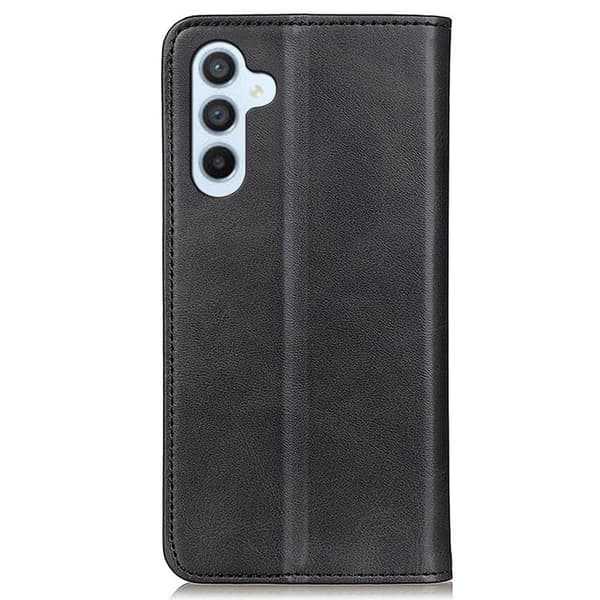 Flip Etui med Pung i Ægte Læder til Samsung Galaxy A15 - Sort Black